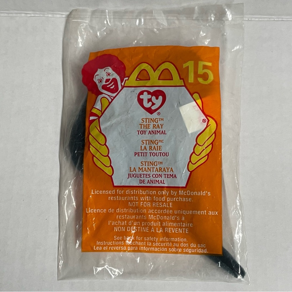 🌸$4🌸 Sting the ray - Ty teenie beanie baby miniature plush toy from McDonald’s